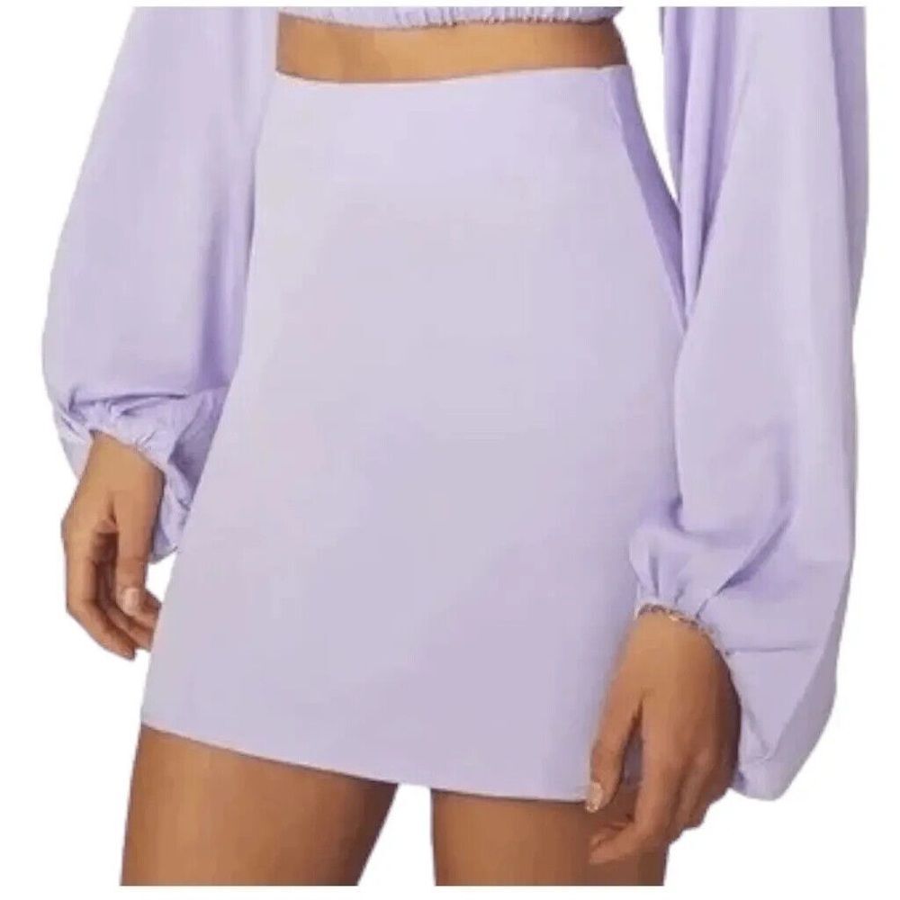 WeWoreWhat REVOLVE Mini Slip Skirt Satin Charmeuse Heather Purple Small NWT